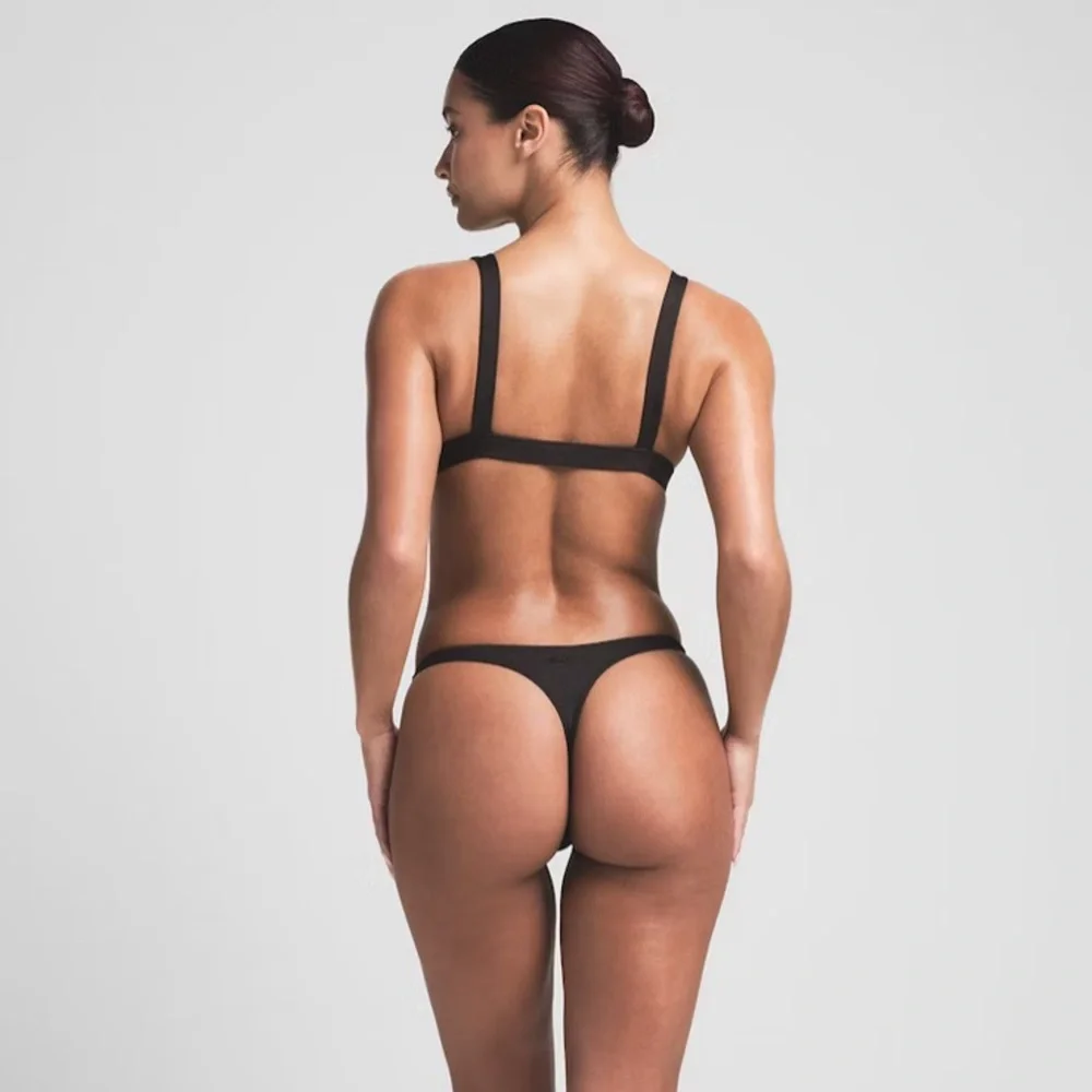 Skims Thong Bikini Bottom 3x Black New‎ With Tags